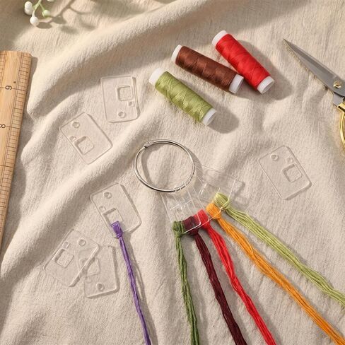 50pcs Embroidery Floss Bobbins, Clear Floss Drops Cross Stitch with Hinged Ring Portable Embroidery Flosses Organizer Sewing DIY Crafts Accessories for Cross Thread Sewing Storage in Kuwait