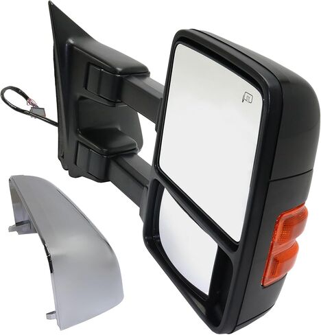 مرآة سحب ساخنة من جانب الركاب JC Whitney لسيارة Ford F-250 F-350 Super Duty 2011-2016 قابلة للطي مع ضوء إشارة وذاكرة؛ بدون شاشة النقطة العمياء، يمتد تلقائيًا مع غطائين in Kuwait