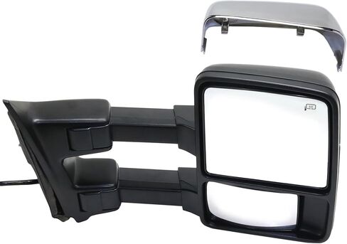 مرآة سحب ساخنة من جانب الركاب JC Whitney لسيارة Ford F-250 F-350 Super Duty 2011-2016 قابلة للطي مع ضوء إشارة وذاكرة؛ بدون شاشة النقطة العمياء، يمتد تلقائيًا مع غطائين in Kuwait