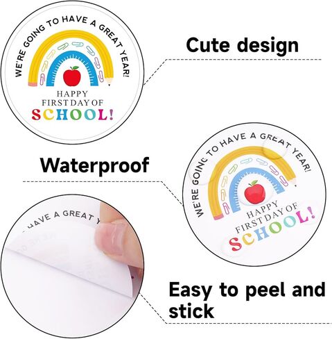 Back to School Stickers 2 Inch Happy First Day of School Stickers 120Pcs Self-Adhesive Round Personalized Welcome Sticker for Envelope Seals, Cards, Gift Bags and School Classroom Decorations in Kuwait