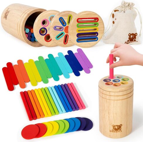 Wooden Learning Color Sorting Toys for Toddlers Sensory Sorting Coin Box Toys for Toddlers 1-3 Fine Motor Skills and Matching Games for Toddler Learning Toys in Saudi Arabia