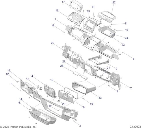 إطار عرض Polaris Ranger، 7 بوصات، أسود لامع، قطعة OEM الأصلية 5454382-070، الكمية 1 in Kuwait