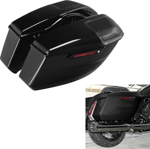 حقائب السرج HR3 ذات الخطوط البلاتينية الداكنة مع أغطية مكبر الصوت متوافقة مع 2023 CVO Road Glide FLTRXSE CVO Street Glide FLHXSE (استبدال OEM) مناسبة لـ 24-later FLHX FLTRX FLTRXSTSE '25-later FLHXU in Kuwait