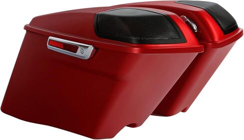 HR3 Wicked Red Denim حقائب سرج صلبة متمددة وأغطية مكبر صوت مقاس 4 بوصات متوافقة مع 2019 Street Glide Special FLHXS Road Glide Special FLTRXS مناسبة لموديلات Harley Touring 2014-2024 in Kuwait