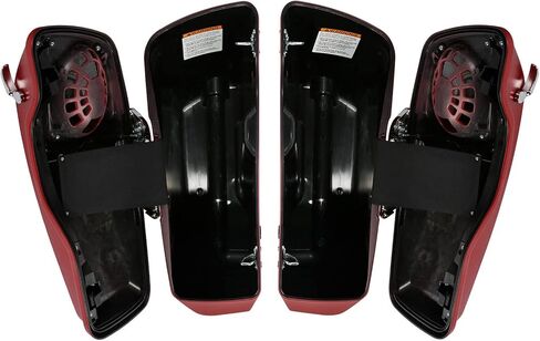 HR3 Wicked Red Denim حقائب سرج صلبة متمددة وأغطية مكبر صوت مقاس 4 بوصات متوافقة مع 2019 Street Glide Special FLHXS Road Glide Special FLTRXS مناسبة لموديلات Harley Touring 2014-2024 in Kuwait