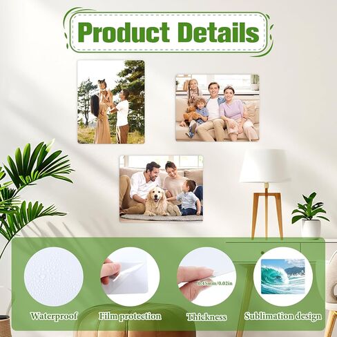 Xosjska 20 Pack 8''x 6'' Sublimation Metal Photo Blanks, 0.45mm Aluminum Sublimation Blank for DIY Printing, Wall Decor, Room Decor in Kuwait