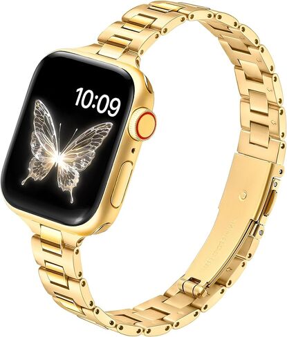 wipalor Thin Classic Metal Chain Band Fit Slim Apple Watch Bands for women 42mm 41mm 40mm 38mm, Dressy Designer Stainless Steel iWatch Bands for iPhone Watch Series 11 10 9 SE 8 7 6 5 4 3-Starlight in Saudi Arabia