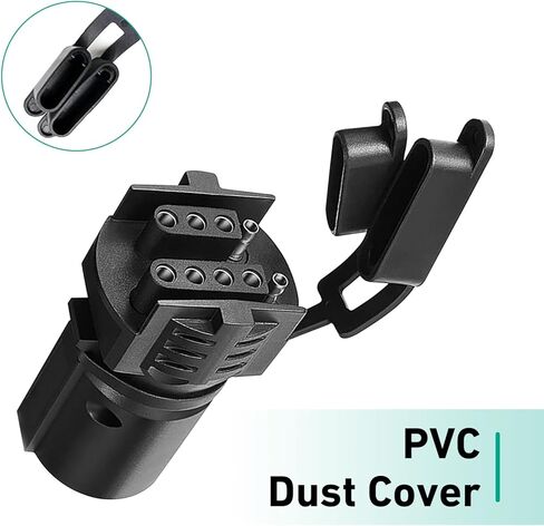 Trailer Plug Adapter, 7 Pin Round to 4 Pin/5 Pin Trailer Light Adapter, 2 in 1 Design Trailer Plug Connector with Dust Cover, Universal for RV Truck Tow Hitch Boat (Black) in Kuwait