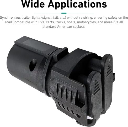 Trailer Plug Adapter, 7 Pin Round to 4 Pin/5 Pin Trailer Light Adapter, 2 in 1 Design Trailer Plug Connector with Dust Cover, Universal for RV Truck Tow Hitch Boat (Black) in Kuwait