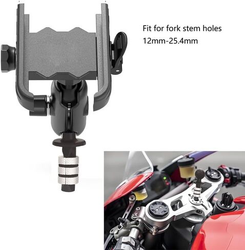 Motorcycle Phone Holder Aluminum Fork Stem Mount Base with 1'' Ball for CBR600RR CBR 1000RR-R Panigale V2 Ninja 400 S1000RR Stem Holes 12mm to 25.4mm in Kuwait