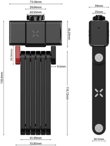BLACK X Titan Secure Folding Lock, Bike Lock for Urban Commuting, Motorcycle Accessories, Compact, Portable Ebike Accessories, Smart Keyless Access, 79 cm Length, Black in Kuwait