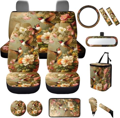 Women Galaxy Butterfly Car Accessories Interior Set 14 Pcs Purple Butterfly Car Seat Cover Full Set with Steering Wheel Cover Front Side Mirror Covers Thin Armrest Pads Coasters Universal in Kuwait