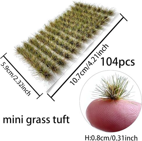Miniature Grass Tuft Clusters 0.8cm Height - 104 Pcs 9 Color Varieties for Model Railway Diorama, Train Layout, Car Scene & Miniature Scenery Accessories (Yellow1) in Saudi Arabia