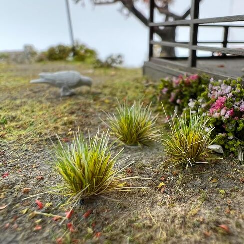 Miniature Grass Tuft Clusters 0.8cm Height - 104 Pcs 9 Color Varieties for Model Railway Diorama, Train Layout, Car Scene & Miniature Scenery Accessories (Yellow1) in Saudi Arabia