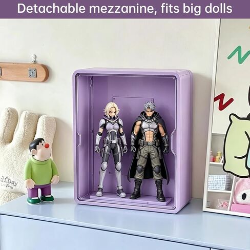 Clear Display Case for Figures, Wall Mounted or Desktop Collectibles Display Cabinet with Magnetic Door, Mini Figure Display Organizer for Toys and Small Collectibles (Purple, 4 Tiers) in Saudi Arabia