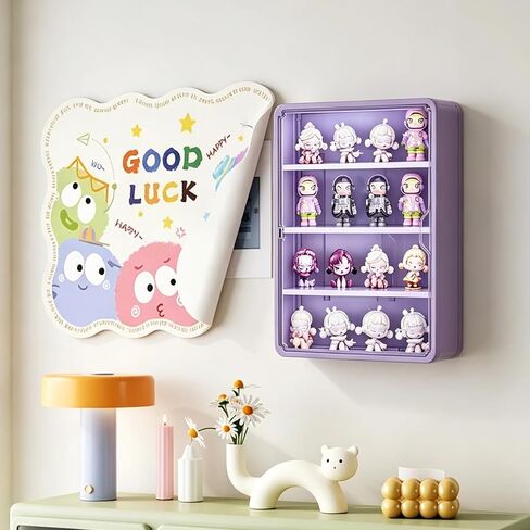 Clear Display Case for Figures, Wall Mounted or Desktop Collectibles Display Cabinet with Magnetic Door, Mini Figure Display Organizer for Toys and Small Collectibles (Purple, 4 Tiers) in Saudi Arabia