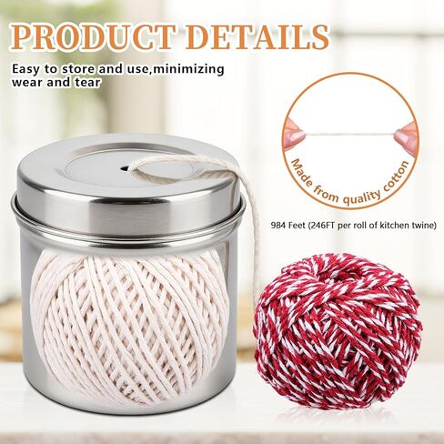 4 Pack Kitchen Twine with Stainless Steel Dispenser Butchers Cooking Twine 246FT 2mm Cotton Kitchen String for Turkey Trussing and Meat Prep for Roasting Kitchen Use Gift Wrapping DIY&Festive Holiday in Saudi Arabia
