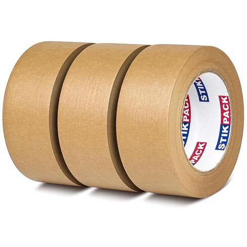 3-Pack,Kraft Paper Tape, 2Inch x 55yds, Kraft Packing Tape,Self-Adhesive and Easy to Tear,Eco-Friendly and Biodegradable, Writable, No Noise Paper Packaging Tape for Masking, Sealing,Packing in Saudi Arabia