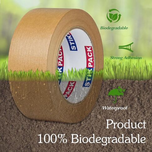 3-Pack,Kraft Paper Tape, 2Inch x 55yds, Kraft Packing Tape,Self-Adhesive and Easy to Tear,Eco-Friendly and Biodegradable, Writable, No Noise Paper Packaging Tape for Masking, Sealing,Packing in Saudi Arabia