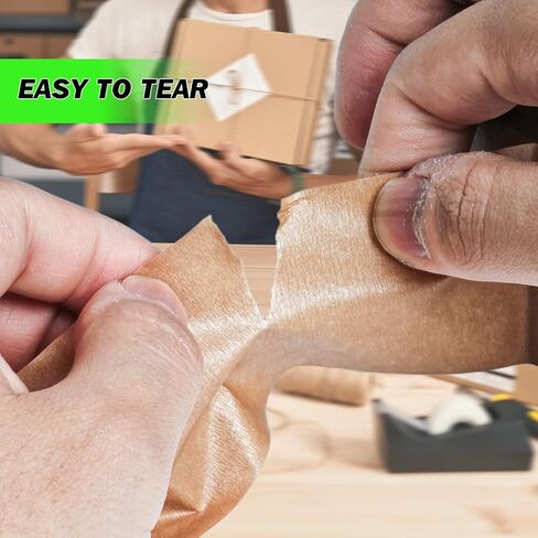 3-Pack,Kraft Paper Tape, 2Inch x 55yds, Kraft Packing Tape,Self-Adhesive and Easy to Tear,Eco-Friendly and Biodegradable, Writable, No Noise Paper Packaging Tape for Masking, Sealing,Packing in Saudi Arabia