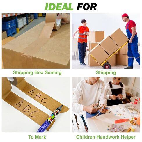 3-Pack,Kraft Paper Tape, 2Inch x 55yds, Kraft Packing Tape,Self-Adhesive and Easy to Tear,Eco-Friendly and Biodegradable, Writable, No Noise Paper Packaging Tape for Masking, Sealing,Packing in Saudi Arabia