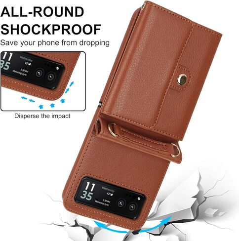 for Motorola Razr+ Plus 2023 Wallet Case with Crossbody Strap & Wrist Strap, Women Girls Leather Flip Cover with RFID Blocking Card Holder Protective Case for Motorola Razr+ Plus 2023 Purple in Saudi Arabia