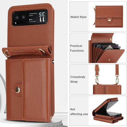 for Motorola Razr+ Plus 2023 Wallet Case with Crossbody Strap & Wrist Strap, Women Girls Leather Flip Cover with RFID Blocking Card Holder Protective Case for Motorola Razr+ Plus 2023 Purple in Saudi Arabia