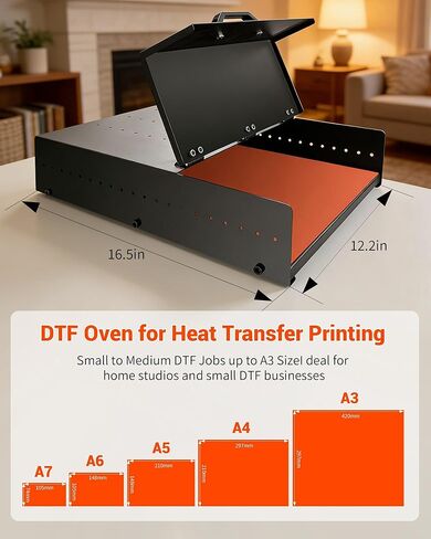 A3 DTF Oven Dryer for PET Film Heat Transfer, Horno para DTF Powder Oven Curing 150° Control Super Fast Curing for Heat Transfer Printing A3 A4 A5 T-Shirt Printing for Home Studios/DTF Shops in Saudi Arabia