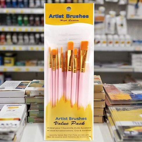 Acrylic Paint Brush Set, 1 Packs / 10 pcs Watercolor Painting Brush Nylon Hair Brushes for All Purpose Oil Watercolor Painting Artist Professional in Kuwait