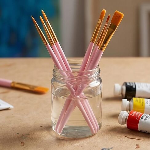 Acrylic Paint Brush Set, 1 Packs / 10 pcs Watercolor Painting Brush Nylon Hair Brushes for All Purpose Oil Watercolor Painting Artist Professional in Kuwait