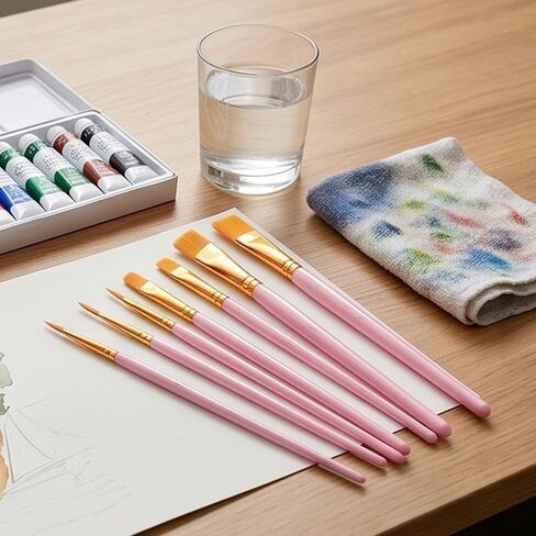 Acrylic Paint Brush Set, 1 Packs / 10 pcs Watercolor Painting Brush Nylon Hair Brushes for All Purpose Oil Watercolor Painting Artist Professional in Kuwait
