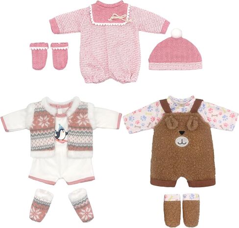 3 Sets Baby Doll Clothes for 14-18 Inch Dolls, Fashion Doll Clothes Outfits Accessories Onesie Hat Socks Top for New Born Baby Dolls Christmas Birthday Gift for Girls in Kuwait