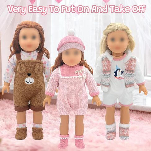 3 Sets Baby Doll Clothes for 14-18 Inch Dolls, Fashion Doll Clothes Outfits Accessories Onesie Hat Socks Top for New Born Baby Dolls Christmas Birthday Gift for Girls in Kuwait