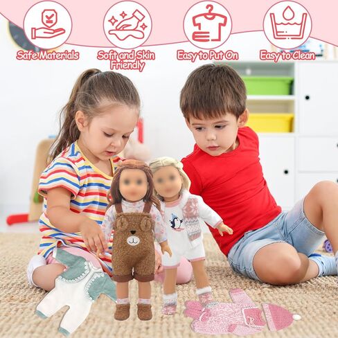 3 Sets Baby Doll Clothes for 14-18 Inch Dolls, Fashion Doll Clothes Outfits Accessories Onesie Hat Socks Top for New Born Baby Dolls Christmas Birthday Gift for Girls in Kuwait