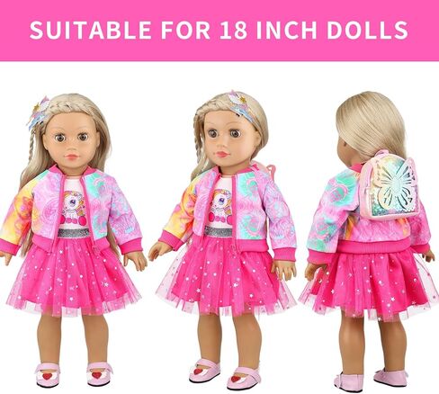 18 Inch American Doll Clothes and Accessories Makeup Set Outdoor Casual Playset for Parent-Child Interaction Birthday Christmas Thanksgiving Day Gift(Not Include Doll) in Saudi Arabia