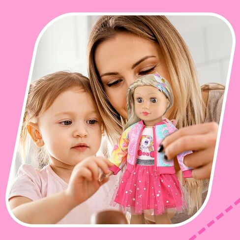 18 Inch American Doll Clothes and Accessories Makeup Set Outdoor Casual Playset for Parent-Child Interaction Birthday Christmas Thanksgiving Day Gift(Not Include Doll) in Saudi Arabia