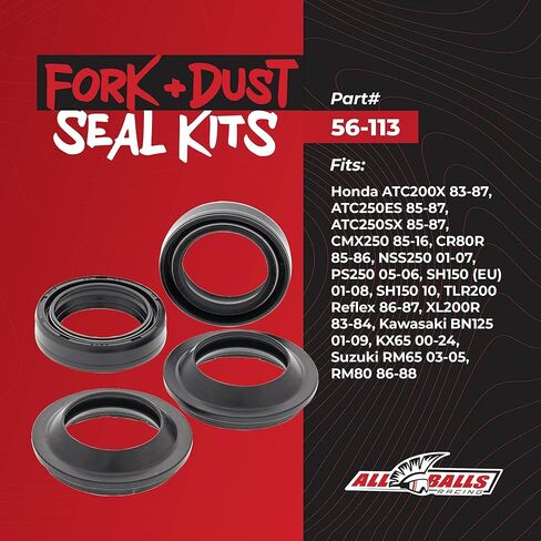 All Balls Racing Fork and Dust Seal Kit 56-113 Compatible With/Replacement For Honda ATC200X 1983-1987, ATC250ES 1985-1987, ATC250SX 1985-1987, CMX250 1985-2016, CR80R 1985-1986 in Kuwait