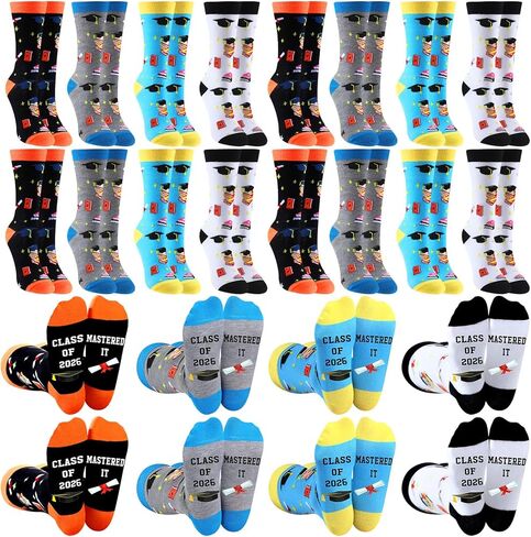 24 Pairs Graduation Socks Graduation Gifts Her Him Class of 2023 Funny Novelty Socks for Girls Friends Mom Dad Grad Boys Present School College in Saudi Arabia