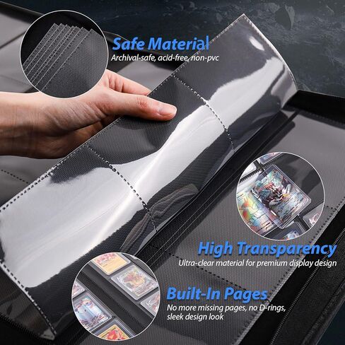 Top Loader Binder, 9 Pocket Holds 252 Toploaders, Includes 50 Top Loaders & 100 Sleeves, Side Loading Zipper Card Binder for Trading Card Storage & Protection in Saudi Arabia