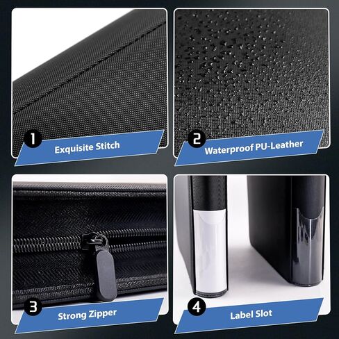 Top Loader Binder, 9 Pocket Holds 252 Toploaders, Includes 50 Top Loaders & 100 Sleeves, Side Loading Zipper Card Binder for Trading Card Storage & Protection in Saudi Arabia