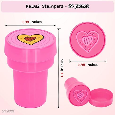 KatchOn, Kawaii Kpop Pink Stamps - 24 Pcs | 12 Designs Printing Stampers for Pinata Stuffers, Pink Ink Kpop Stamps, K Pop Birthday Party Favors, Prizes, Goodie Bag Stuffers in Kuwait