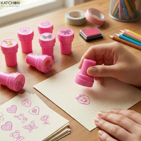KatchOn, Kawaii Kpop Pink Stamps - 24 Pcs | 12 Designs Printing Stampers for Pinata Stuffers, Pink Ink Kpop Stamps, K Pop Birthday Party Favors, Prizes, Goodie Bag Stuffers in Kuwait