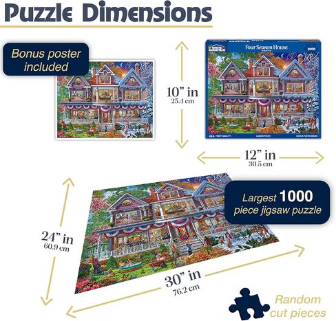 White Mountain 1000 Piece Jigsaw Puzzle Fun House Puzzles with Large Pieces Gift for Adults and Family 24"x30" - Four Season House in Kuwait