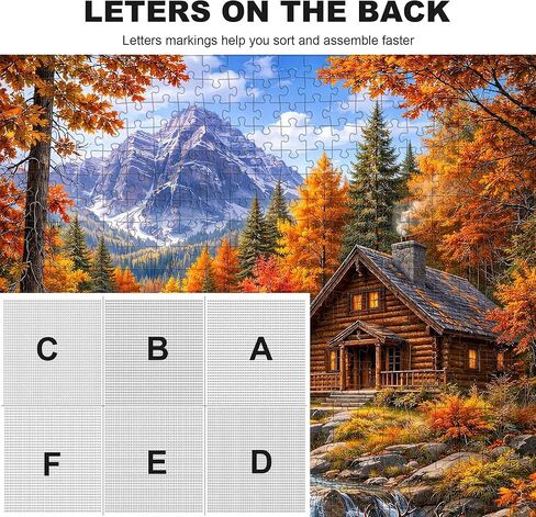 Puzzles for Adults 1000 Pieces, Autumn Mountain Cabin Jigsaw Puzzle, Scenic Fall Forest Waterfall & Deer Colorful Nature Landscape Puzzle with Poster, Challenging Puzzles for Game Night in Saudi Arabia