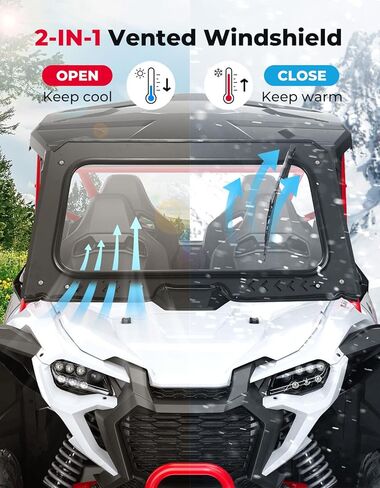 KEMIMOTO Glass Windshield w/ Sliding Vent Compatible with Talon 1000 2019-2026, 8MM DOT Safety Glass, Manual Wiper, Scratch Resistant, Clear Vision, UTV 1000 Windshield Accessories in Kuwait