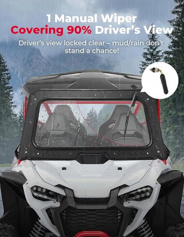 KEMIMOTO Glass Windshield w/ Sliding Vent Compatible with Talon 1000 2019-2026, 8MM DOT Safety Glass, Manual Wiper, Scratch Resistant, Clear Vision, UTV 1000 Windshield Accessories in Kuwait