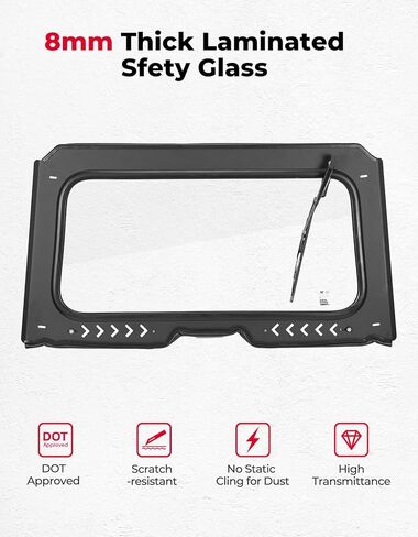 KEMIMOTO Glass Windshield w/ Sliding Vent Compatible with Talon 1000 2019-2026, 8MM DOT Safety Glass, Manual Wiper, Scratch Resistant, Clear Vision, UTV 1000 Windshield Accessories in Kuwait