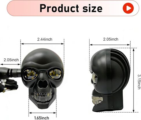 2 PCS LED Motorcycle Turn Signal Lights, Waterproof Skull Head Motorcycle Blinkers, High-visibility LED Turn Signal Indicators Light, Universal Vehicle Lamps Decoration (Black) in Saudi Arabia