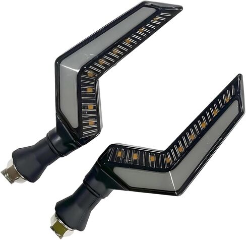 قطعتان من مصابيح إشارة الانعطاف LED للدراجات النارية، مؤشر انعطاف أصفر على شكل شفرة 12 فولت ومصابيح تشغيل نهارية زرقاء، مصباح متدفق رائع على الوجهين للدراجات النارية والدراجات (أزرق) in Kuwait