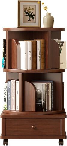 Bookshelf Bedside Rotating Bookcase 360 Degree Movable Home Floor Narrow Bedroom Reading Shelf for Living Room Home Office in Saudi Arabia